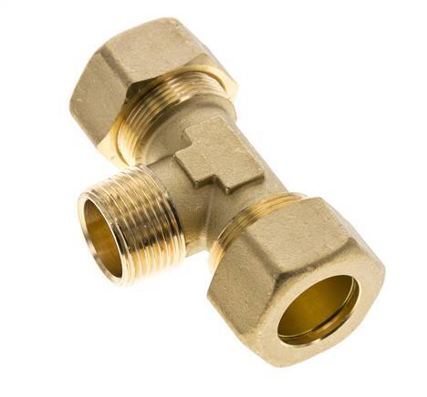 R 3/4'' Male x 22mm Brass Tee Compression Fitting 54 Bar DIN EN 1254-2