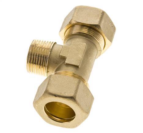 R 3/4'' Male x 22mm Brass Tee Compression Fitting 54 Bar DIN EN 1254-2