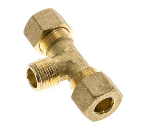 R 3/8'' Male x 12mm Brass Tee Compression Fitting 75 Bar DIN EN 1254-2