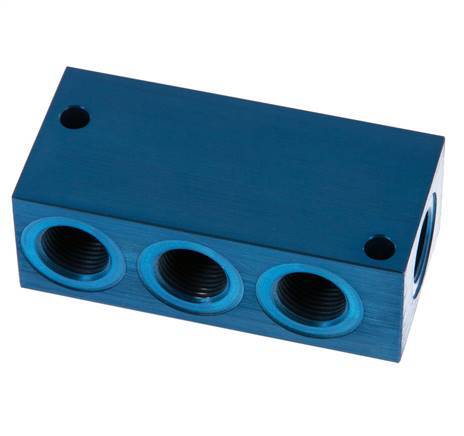4xG 3/8'' Aluminium Distributor Block One-sided 16 Bar