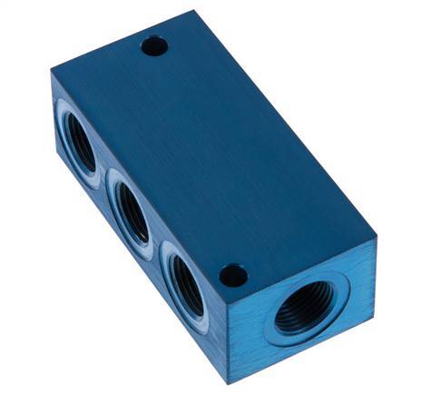 4xG 3/8'' Aluminium Distributor Block One-sided 16 Bar