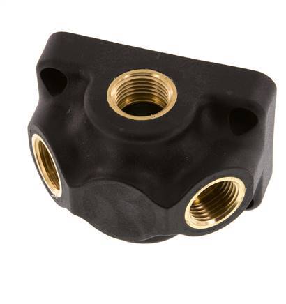 G 1/2'' Plastic Wall Mounted 4-way Air Junction with through-hole 15 Bar