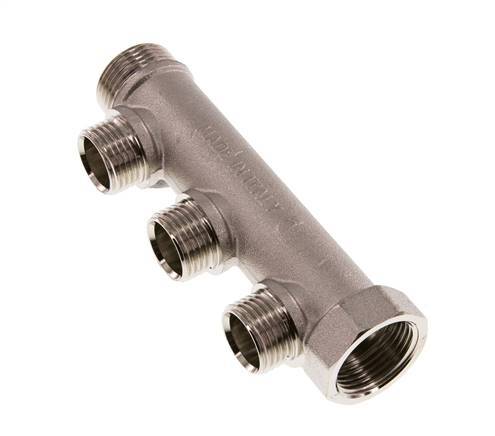 G 3/4'' x 3xG 1/2'' F/M/M Nickel plated Brass Distributor pipes 10 Bar