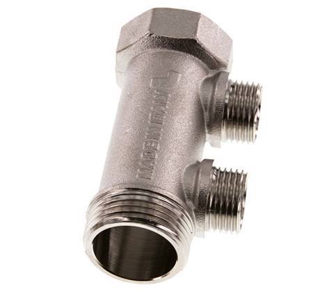 G 1'' x 2xG 1/2'' F/M/M Nickel plated Brass Distributor pipes 10 Bar