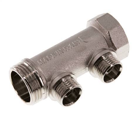 G 1'' x 2xG 1/2'' F/M/M Nickel plated Brass Distributor pipes 10 Bar