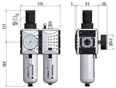 FRL 2-Part G3/4'' 12000 l/min 0.5-8.0bar/7-116psi Semi-Auto Metal Futura 4