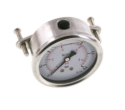 G1/4 Rear Connection Glycerine Pressure Gauge 0 to 0.6 bar 63mm
