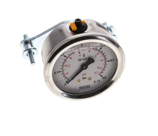 G1/4 Rear Connection Glycerine Pressure Gauge 0 to 0.6 bar 63mm WIKA