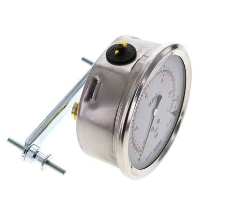G1/2 Rear Connection Glycerine Pressure Gauge 0 to 1.6 bar 100mm WIKA
