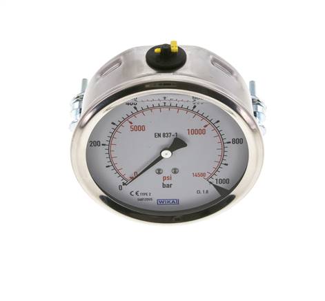 G1/2 Rear Connection Glycerine Pressure Gauge 0 to 1000 bar 100mm WIKA