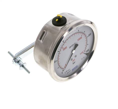 G1/2 Rear Connection Glycerine Pressure Gauge 0 to 1000 bar 100mm WIKA
