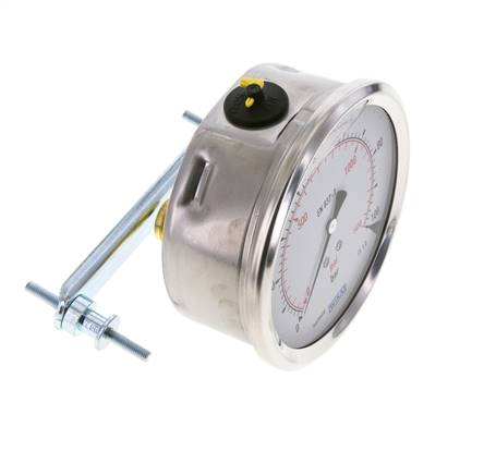 G1/2 Rear Connection Glycerine Pressure Gauge 0 to 100 bar 100mm WIKA