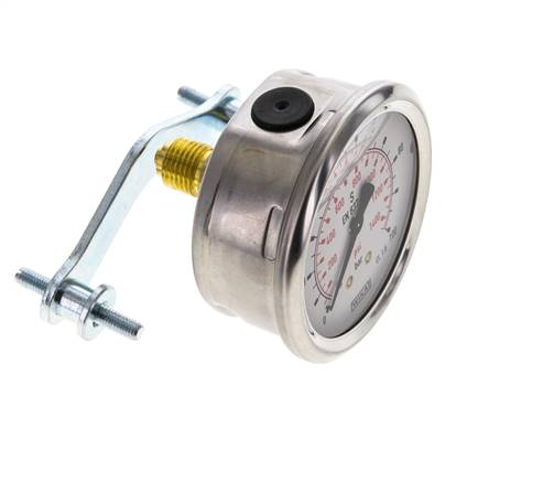 G1/4 Rear Connection Glycerine Pressure Gauge 0 to 100 bar 63mm WIKA