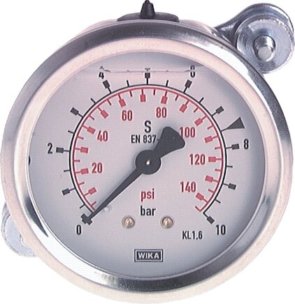 G1/2 Rear Connection Glycerine Pressure Gauge -1 to 0.6 bar 100mm WIKA