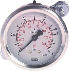 G1/2 Rear Connection Glycerine Pressure Gauge 0 to 25 bar 100mm WIKA