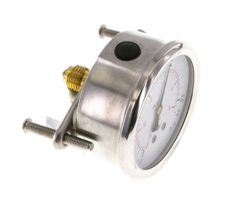 G1/4 Rear Connection Glycerine Pressure Gauge -1 to 0.6 bar 63mm