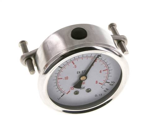 G1/4 Rear Connection Glycerine Pressure Gauge -1 to 0.6 bar 63mm