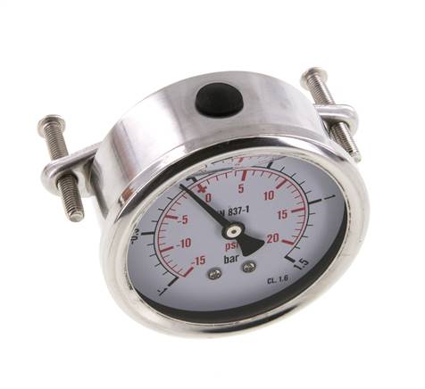 G1/4 Rear Connection Glycerine Pressure Gauge -1 to 1.5 bar 63mm