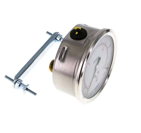 G1/2 Rear Connection Glycerine Pressure Gauge 0 to 1 bar 100mm WIKA