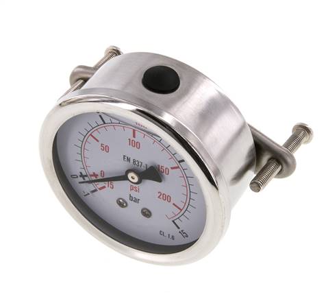 G1/4 Rear Connection Glycerine Pressure Gauge -1 to 15 bar 63mm