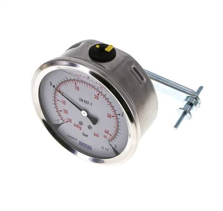 G1/2 Rear Connection Glycerine Pressure Gauge -1 to 3 bar 100mm WIKA