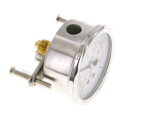 G1/4 Rear Connection Glycerine Pressure Gauge -1 to 3 bar 63mm
