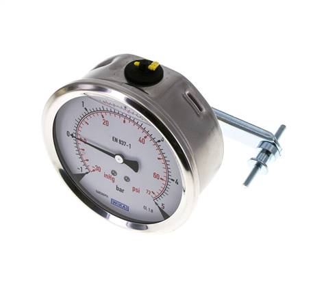 G1/2 Rear Connection Glycerine Pressure Gauge -1 to 5 bar 100mm WIKA