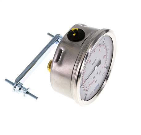 G1/2 Rear Connection Glycerine Pressure Gauge -1 to 5 bar 100mm WIKA
