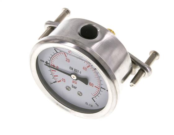 G1/4 Rear Connection Glycerine Pressure Gauge -1 to 5 bar 63mm