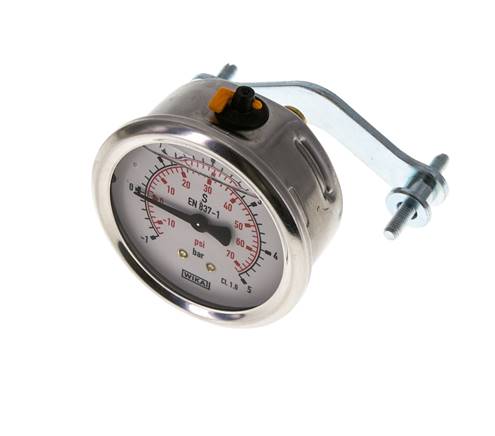 G1/4 Rear Connection Glycerine Pressure Gauge -1 to 5 bar 63mm WIKA