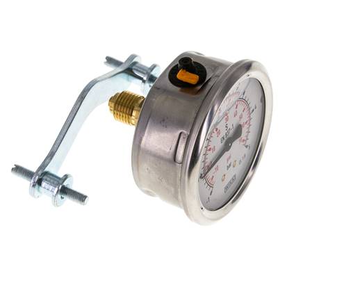 G1/4 Rear Connection Glycerine Pressure Gauge -1 to 5 bar 63mm WIKA