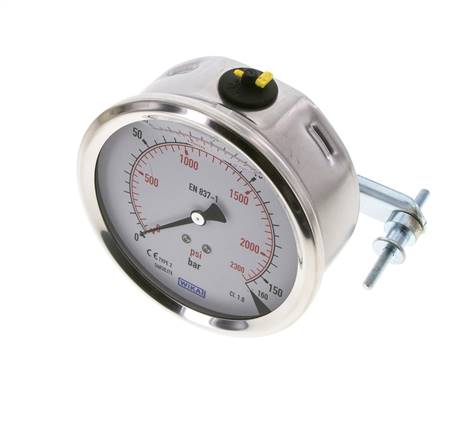 G1/2 Rear Connection Glycerine Pressure Gauge 0 to 160 bar 100mm WIKA