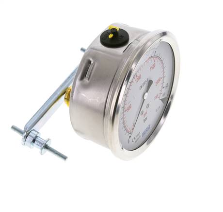 G1/2 Rear Connection Glycerine Pressure Gauge 0 to 160 bar 100mm WIKA