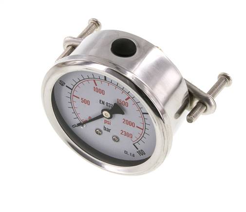 G1/4 Rear Connection Glycerine Pressure Gauge 0 to 160 bar 63mm
