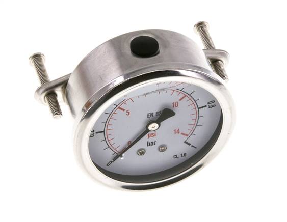 G1/4 Rear Connection Glycerine Pressure Gauge 0 to 1 bar 63mm
