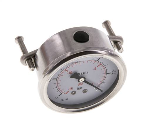 G1/4 Rear Connection Glycerine Pressure Gauge -1 to 0 bar 63mm