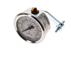 G1/4 Rear Connection Glycerine Pressure Gauge 0 to 1 bar 63mm WIKA