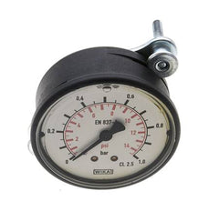 G1/4 Rear Connection Plastic Glycerine Pressure Gauge 0 to 1 bar 63mm WIKA
