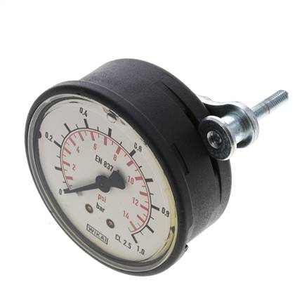 G1/4 Rear Connection Plastic Glycerine Pressure Gauge 0 to 1 bar 63mm WIKA