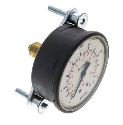 G1/4 Rear Connection Plastic Glycerine Pressure Gauge 0 to 1 bar 63mm WIKA