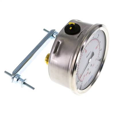 G1/2 Rear Connection Glycerine Pressure Gauge -1 to 9 bar 100mm WIKA