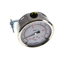 G1/2 Rear Connection Glycerine Pressure Gauge -1 to 9 bar 100mm WIKA