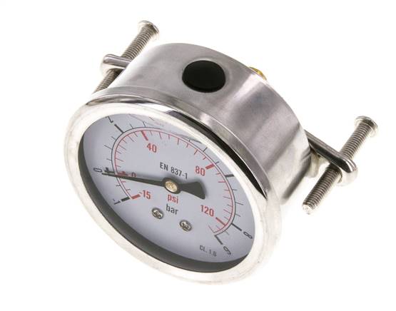G1/4 Rear Connection Glycerine Pressure Gauge -1 to 9 bar 63mm