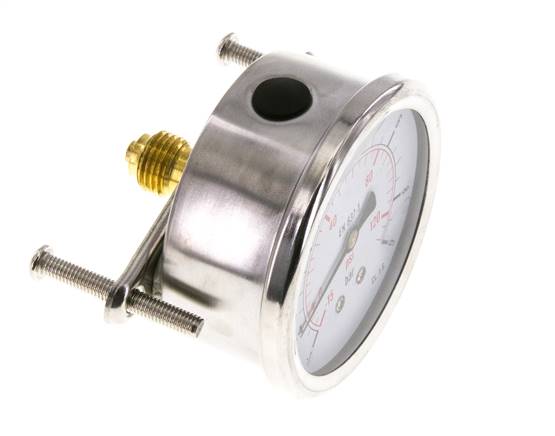 G1/4 Rear Connection Glycerine Pressure Gauge -1 to 9 bar 63mm