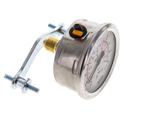 G1/4 Rear Connection Glycerine Pressure Gauge -1 to 9 bar 63mm WIKA