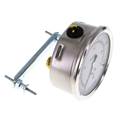 G1/2 Rear Connection Glycerine Pressure Gauge 0 to 2.5 bar 100mm WIKA