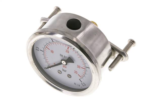 G1/4 Rear Connection Glycerine Pressure Gauge 0 to 2.5 bar 63mm