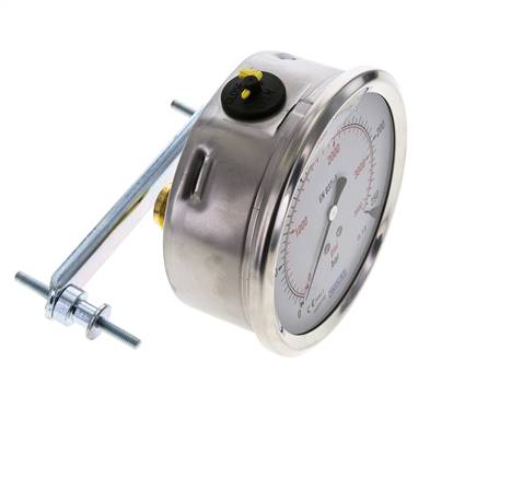 G1/2 Rear Connection Glycerine Pressure Gauge 0 to 250 bar 100mm WIKA