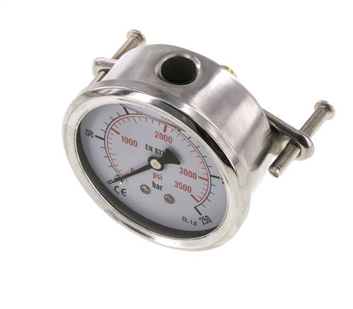 G1/4 Rear Connection Glycerine Pressure Gauge 0 to 250 bar 63mm