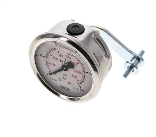 G1/4 Rear Connection Glycerine Pressure Gauge 0 to 250 bar 63mm WIKA